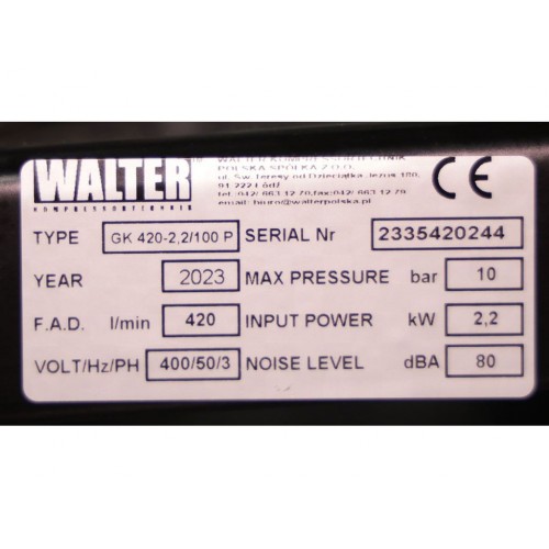 Компресор поршневий WALTER GK 420-2,2/100 P