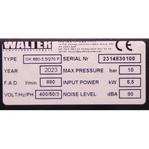 Компресор поршневий WALTER GK 880-5,5/270 P