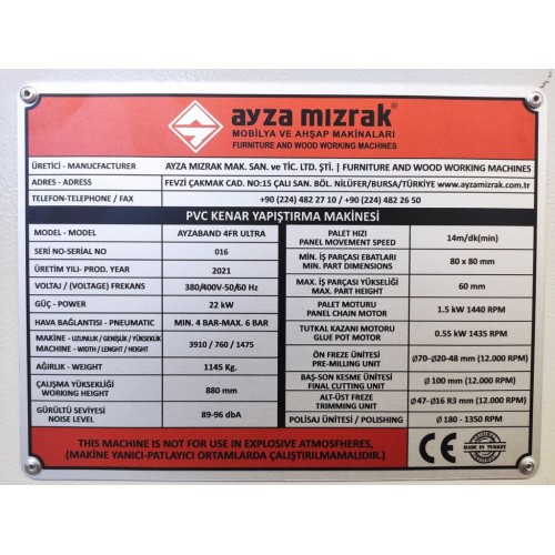 Кромкооблицювальний верстат Ayza Mizrak Ayzaband 4FR ULTRA