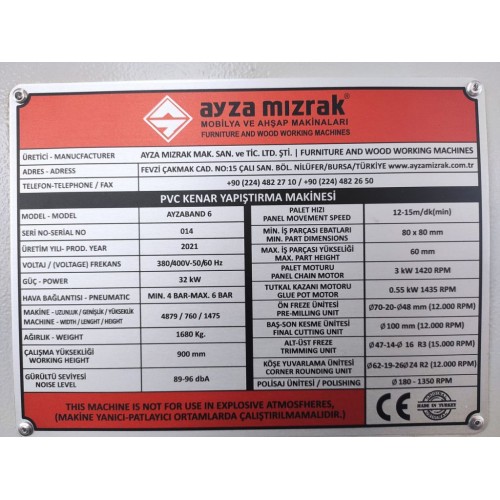 Кромкооблицювальний верстат Ayza Mizrak Ayzaband 6