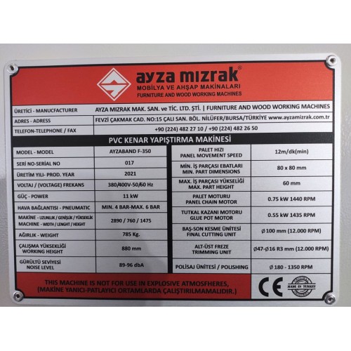 Кромкооблицювальний верстат Ayza Mizrak Ayzaband F350