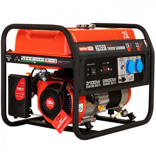 Генератор бензиновий 2,8/3,2 КВт KG3550 ручний пуск б/к, КВІТКА PRO