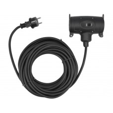 Кабель-подовжувач для будів. робіт мереж 230В YATO, 2 гнізда l= 15м. струм- 16А, 3-жильний Ø=1,5 мм²